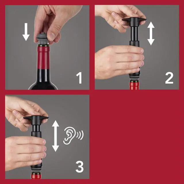 Alt view image 6 of 7 - Wine Saver Vacuum Stoppers Airtight Seal for Opened Wine Bottles Preserves Wine Freshness Up to 10 Days Food Grade Rubber Easy to Use Perfect for Every Occasion Set of 6 Gray