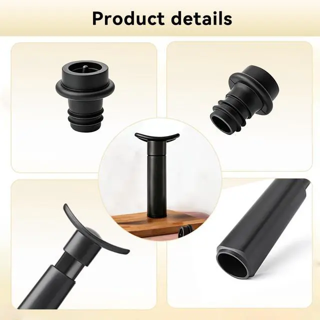 Alt view image 7 of 7 - Wine Vacuum Pump & 6 Stoppers Set, Reusable Wine Saver Preserver for Airtight Seal - Keeps Wine Fresh Longer (1 Pump + 6 Stoppers)