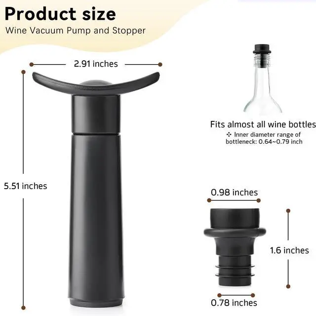Alt view image 2 of 7 - Wine Vacuum Pump & 6 Stoppers Set, Reusable Wine Saver Preserver for Airtight Seal - Keeps Wine Fresh Longer (1 Pump + 6 Stoppers)