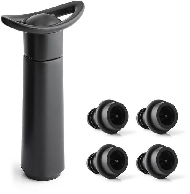 Main image of Wine Vacuum Pump with 4 Stoppers, Wine Saver & Preserver, Food Grade Silicone Stoppers, Reusable Air Remover Pump for Standard Wine Bottles - Keeps Wine Fresh Longer