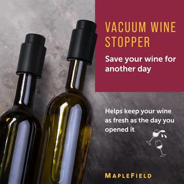 Alt view image 2 of 7 - Vacuum Wine Stopper - Leak-Proof Bottle Stopper & Preserver - Vacuum Sealer & Wine Pump for Freshness & Flavor - Date Indicator & Bottle Sealer - Black, Pack of 4