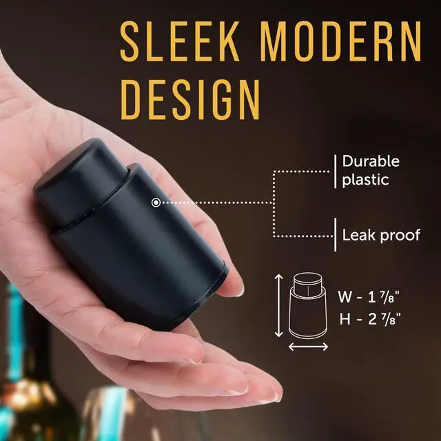 Alt view image 6 of 7 - Vacuum Wine Stopper - Leak-Proof Bottle Stopper & Preserver - Vacuum Sealer & Wine Pump for Freshness & Flavor - Date Indicator & Bottle Sealer - Black, Pack of 4