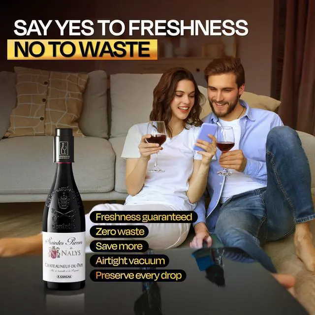 Alt view image 3 of 6 - Wine Bottle Stopper with Vacuum Pump Reusable Wine Saver That Preserves Freshness for Days Universal Fit Wine Preserver, Bar & Kitchen Accessory