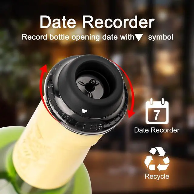 Alt view image 4 of 7 - Electric Wine saver pump with 6 wine stoppers vacuum, wine preserver keep Your Wine Fresh for up to 10 Days, USB-C Rechargeable, 1 Pump 6 Stoppers Best Gifts for Wine Lovers, Black