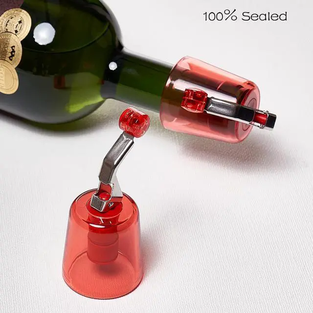 Alt view image 3 of 6 - Wine Bottle Stoppers 2-Pack, Airtight Reusable Silicone Sealer for Red/White/Rosé Bottles, One-Press Leak-Proof (White)
