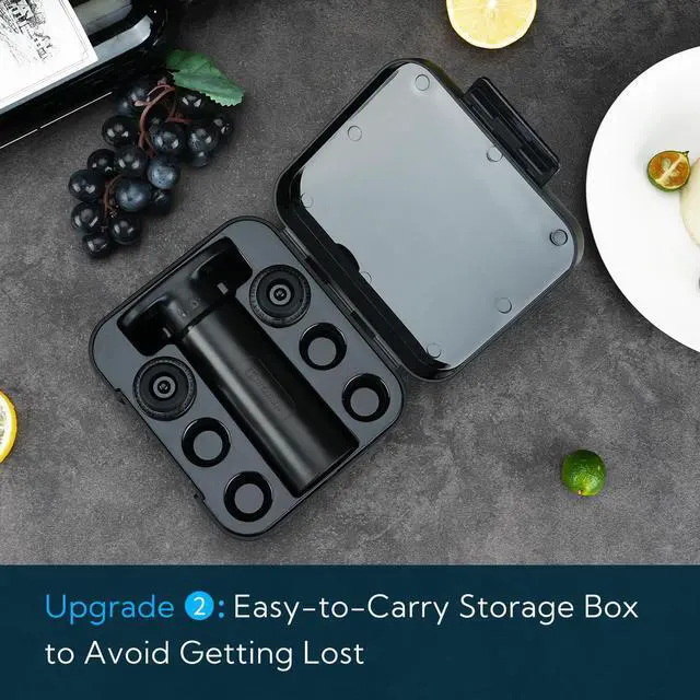 Alt view image 3 of 7 - Wine Saver Pump with Sound Indicator, 2 Vacuum Wine Stoppers and Storage Box, Reusable Wine Stoppers Preserver to Keep Wine Fresh - Designed with U.S. Patent