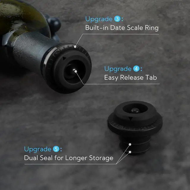 Alt view image 4 of 7 - Wine Saver Pump with Sound Indicator, 2 Vacuum Wine Stoppers and Storage Box, Reusable Wine Stoppers Preserver to Keep Wine Fresh - Designed with U.S. Patent