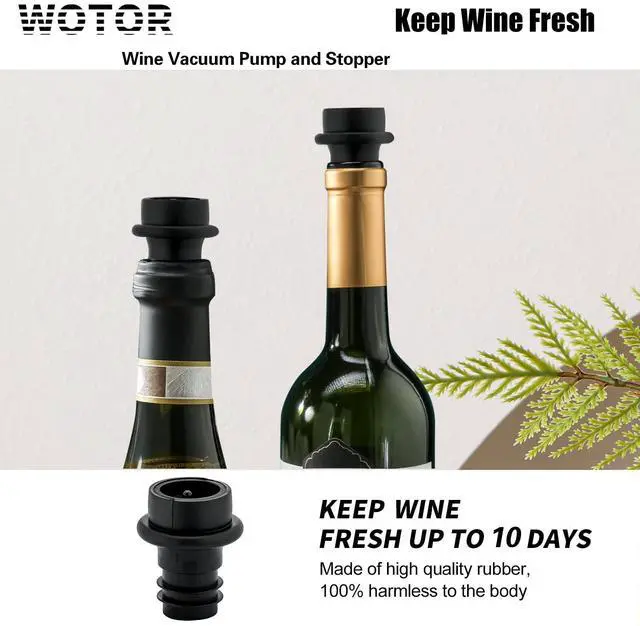Alt view image 2 of 7 - Wine Saver Vacuum Pump with 8 Stoppers, Wine Stopper & Preserver, Reusable Bottle Sealer Keeps Fresh, Ideal Accessories Gift (Flat Handle)