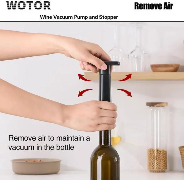 Alt view image 7 of 7 - Wine Saver Vacuum Pump with 8 Stoppers, Wine Stopper & Preserver, Reusable Bottle Sealer Keeps Fresh, Ideal Accessories Gift (Flat Handle)