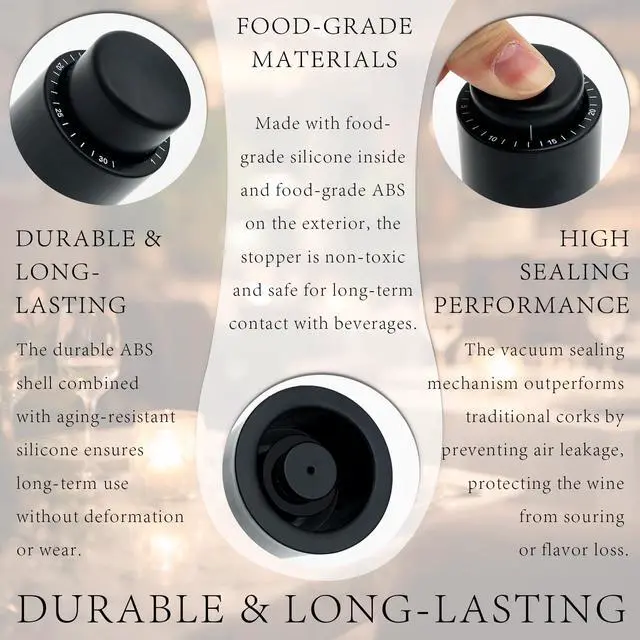 Alt view image 3 of 7 - Reusable Vacuum Wine Bottle Stoppers, Airtight Wine Preserver Corks, Freshness-Sealing Wine Savers, Ideal Holiday Gift for Wine Enthusiasts