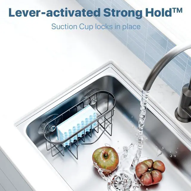 Alt view image 3 of 7 - Sponge Holder,Multifunctional Sponge Holders with Two Installation Methods Kitchen Sink Organizer, Rustproof Stainless Steel Sponge Holder for Place Brush Holder,Sponge Scourer and Dish Brush