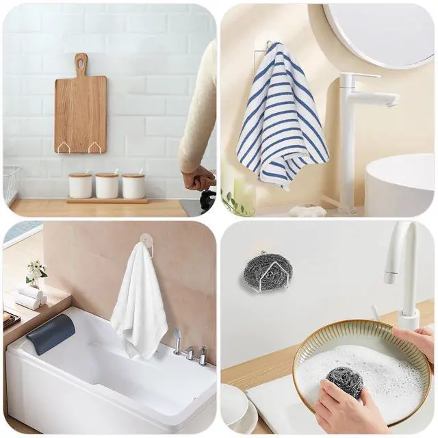 Alt view image 6 of 7 - 2 PCS Sponge Holders for Kitchen Sink, Stainless Steel Sponge Rack with Suction Cup, Rustproof Brushed SUS304 Sponge Caddy Organizer, Space-Saving Counter Organizer