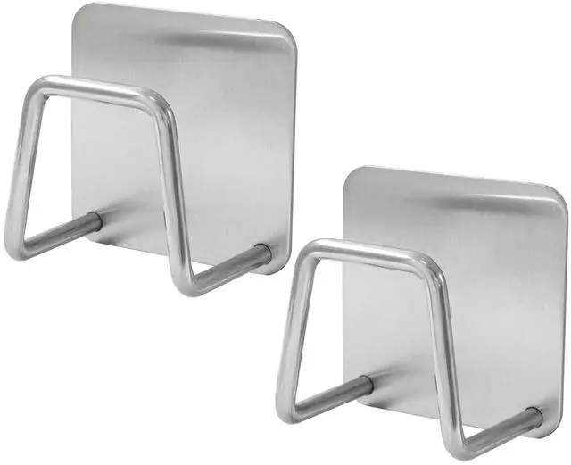 Main image of 2 Pack Adhesive Stainless Steel Sponge Holder for Kitchen Sink Waterproof & Rustproof SUS304 Kitchen Caddy Organizer(Silver)