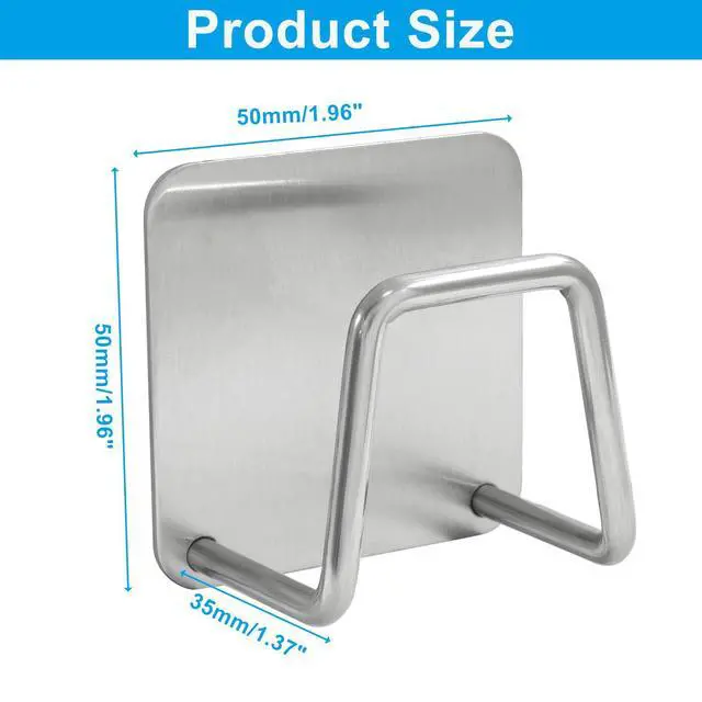 Alt view image 2 of 5 - 2 Pack Adhesive Stainless Steel Sponge Holder for Kitchen Sink Waterproof & Rustproof SUS304 Kitchen Caddy Organizer(Silver)