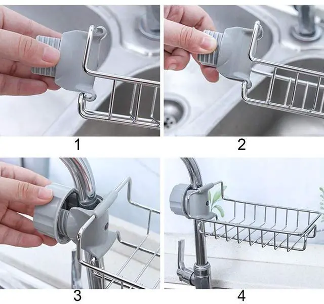Alt view image 6 of 7 - Sink Caddy Organizer, Stainless Steel Faucet Storage Rack Sponge Holder for Kitchen Accessories(Silver)