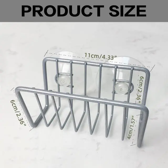 Alt view image 2 of 6 - Sponge Holder for Kitchen Sink, Stainless Steel Sink Caddy with Strong Suction Cups, Rustproof Suction Sponge Holder Organizer for Sponge, Scrubber & Brush Silver