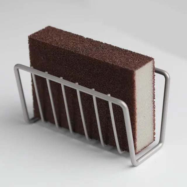 Alt view image 3 of 6 - Sponge Holder for Kitchen Sink, Stainless Steel Sink Caddy with Strong Suction Cups, Rustproof Suction Sponge Holder Organizer for Sponge, Scrubber & Brush Silver