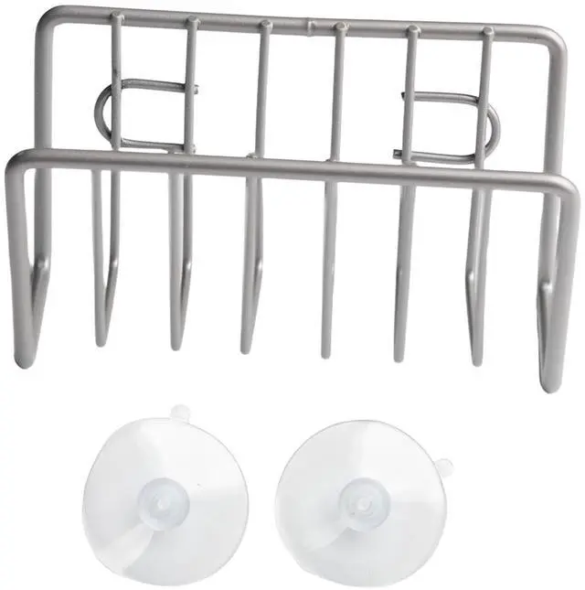 Main image of Sponge Holder for Kitchen Sink, Stainless Steel Sink Caddy with Strong Suction Cups, Rustproof Suction Sponge Holder Organizer for Sponge, Scrubber & Brush Silver