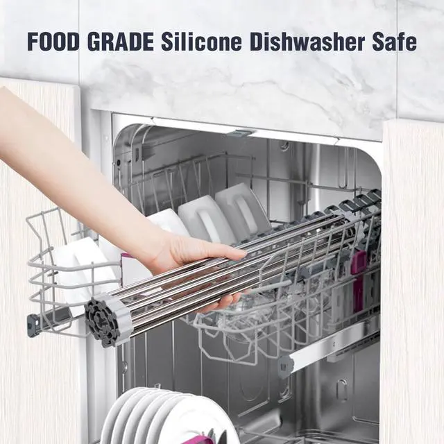 Alt view image 7 of 7 - 17.7" x 15.5" Roll Up Dish Drying Rack Over Sink Drying Rack Sink Cover Kitchen Sink Accessories Gadget Multipurpose Organizer Foldable Stainless Steel Drainer (Grey)