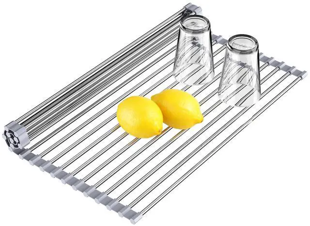 Main image of Roll Up Dish Drying Rack, 17.5" x 15.7", Sink Drying Rack for Kitchen, Gray
