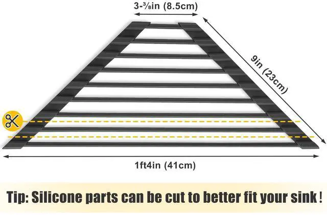 Alt view image 5 of 7 - Small Triangle Roll-Up Dish Drying Rack with Silicone Coating Stainless Steel Frame for Sink Corners, Multipurpose Over-The-Sink Kitchen Drainer & Organizer for Space-Saving Storage (Black)