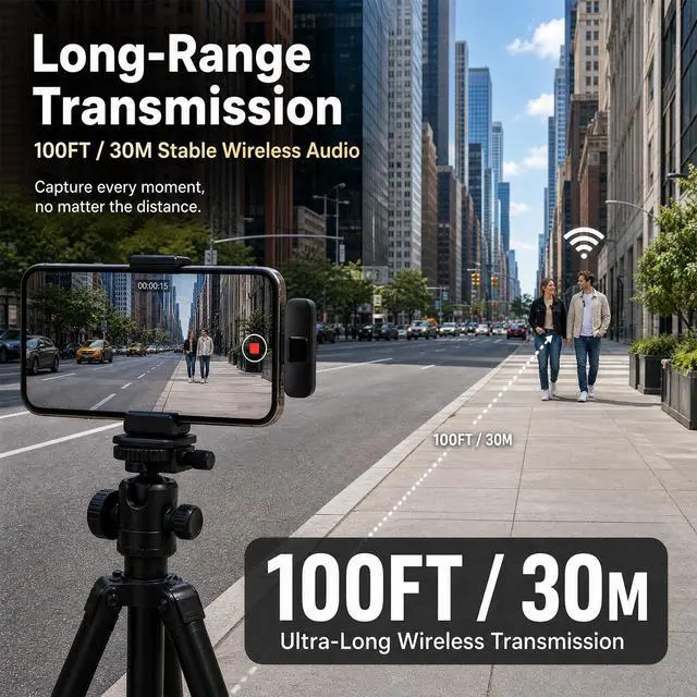 Alt view image 5 of 7 - Wireless Lavalier Microphone for iPhone Android, 2 Pack Lapel Mic for Content Creators, Clip-On Mini Mic for Phone Video Recording, Vlogging, YouTube, TikTok, Live Stream, Noise Reduction, Plug & Play