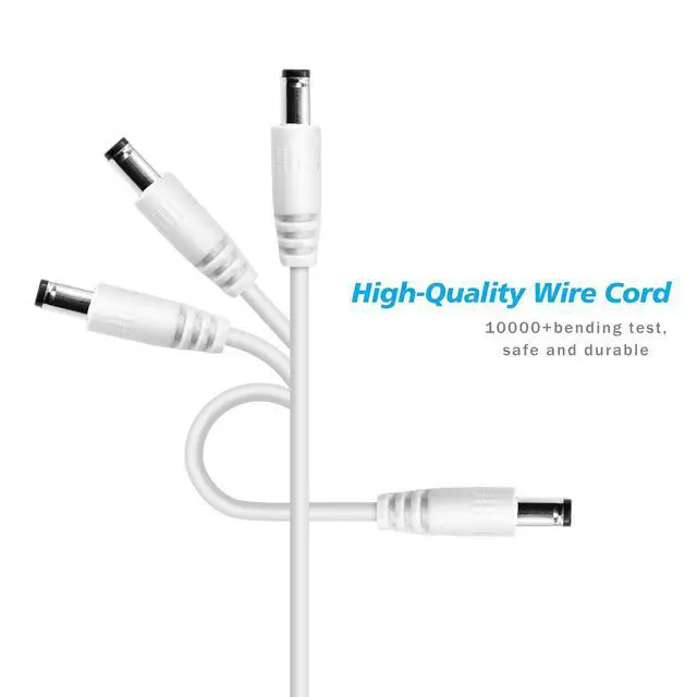 Alt view image 2 of 6 - USB to DC 5V Power Cord, Universal DC 5.5x2.1mm Charging Cable with 9 Interchangeable Connectors Adapter for Moon Lamp, Massage Wand, Router, LED Light, Mini Fan, Speaker and More Devices (White)