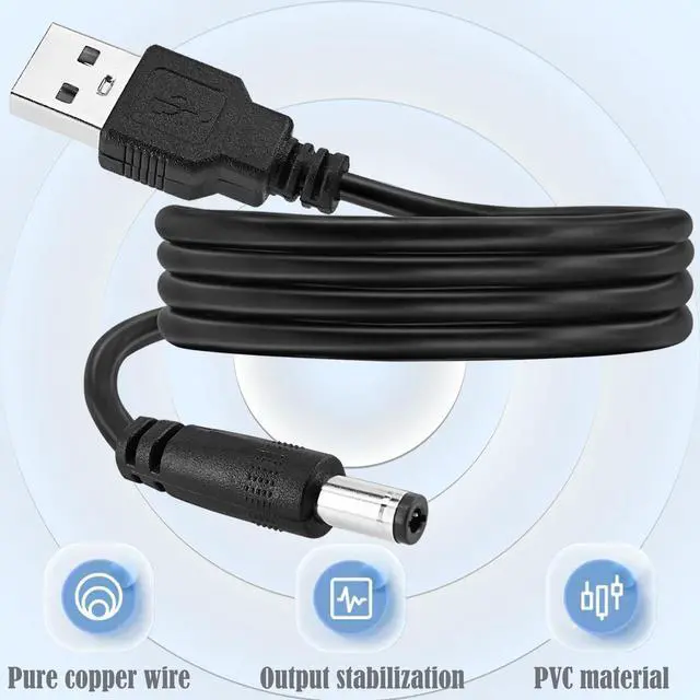 Alt view image 4 of 7 - Universal USB to DC Power Cable, 1M/3Ft USB Charger Cord, 5V 5.5 x 2.1 mm Power Adapter, with 10 Interchangeable DC Converter Plugs for Cameras, Routers