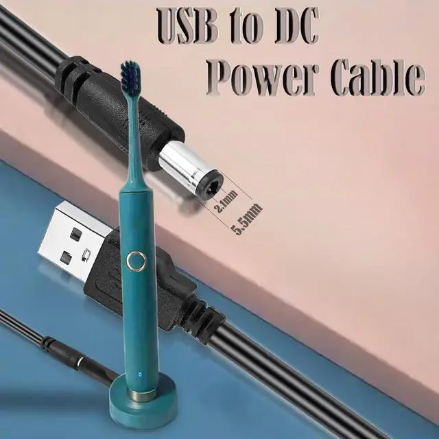 Alt view image 6 of 7 - Universal USB to DC Power Cable, 1M/3Ft USB Charger Cord, 5V 5.5 x 2.1 mm Power Adapter, with 10 Interchangeable DC Converter Plugs for Cameras, Routers