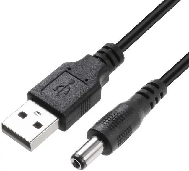 Alt view image 2 of 7 - USB 2.0 A Male to DC 5.5x2.1mm 5 Volt 24AWG DC Connector Charge Barrel Jack Power Cable Black, 3FT (Max 2.5 Ampere Power Cable, Center PIN Positive),2Pack