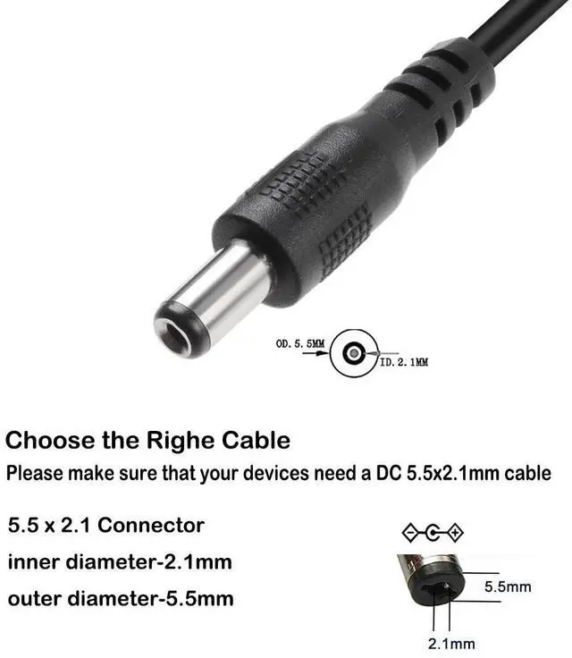 Alt view image 5 of 7 - USB 2.0 A Male to DC 5.5x2.1mm 5 Volt 24AWG DC Connector Charge Barrel Jack Power Cable Black, 3FT (Max 2.5 Ampere Power Cable, Center PIN Positive),2Pack