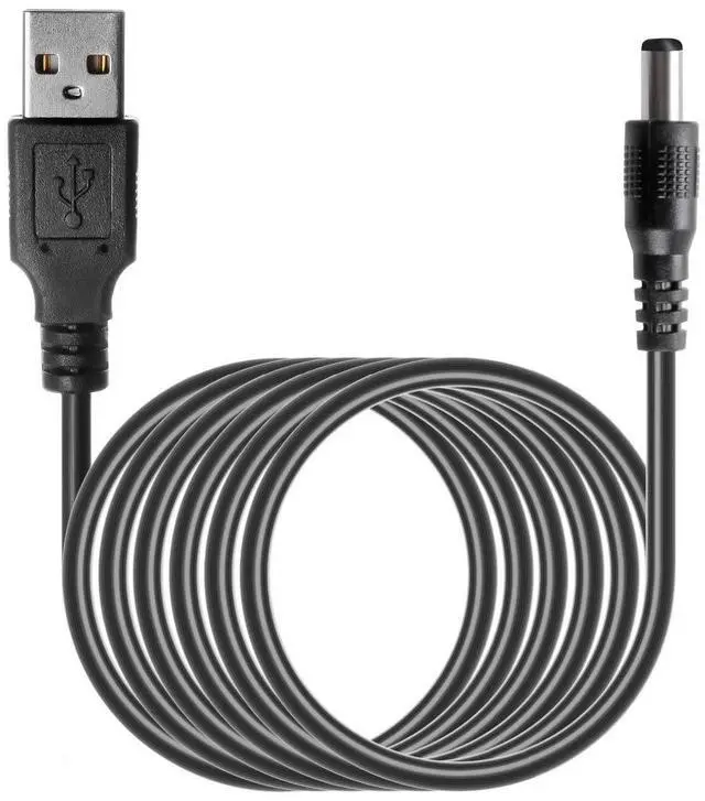 Alt view image 7 of 7 - USB 2.0 A Male to DC 5.5x2.1mm 5 Volt 24AWG DC Connector Charge Barrel Jack Power Cable Black, 3FT (Max 2.5 Ampere Power Cable, Center PIN Positive),2Pack