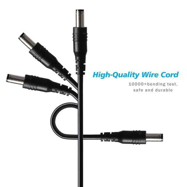 Alt view image 2 of 6 - USB to DC 5V Power Cord, Universal DC 5.5x2.1mm Charging Cable with 9 Interchangeable Connectors Adapter for Moon Lamp, Massage Wand, Router, LED Light, Mini Fan, Speaker and More Devices (Black)
