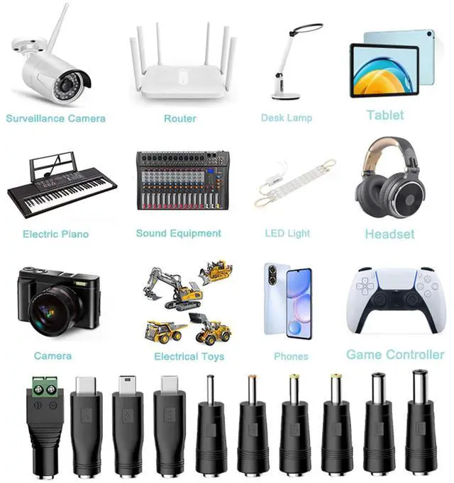 Alt view image 3 of 6 - 5V USB to 12V DC Charging Cable,Universal Power Cord for Toys,Watches,Fan,Speaker,Headset,Monitor,Table Lamp,Phones,LED Light Strip Router,DC 5.5 x 2.1mm with 9 Connector 3.3FT