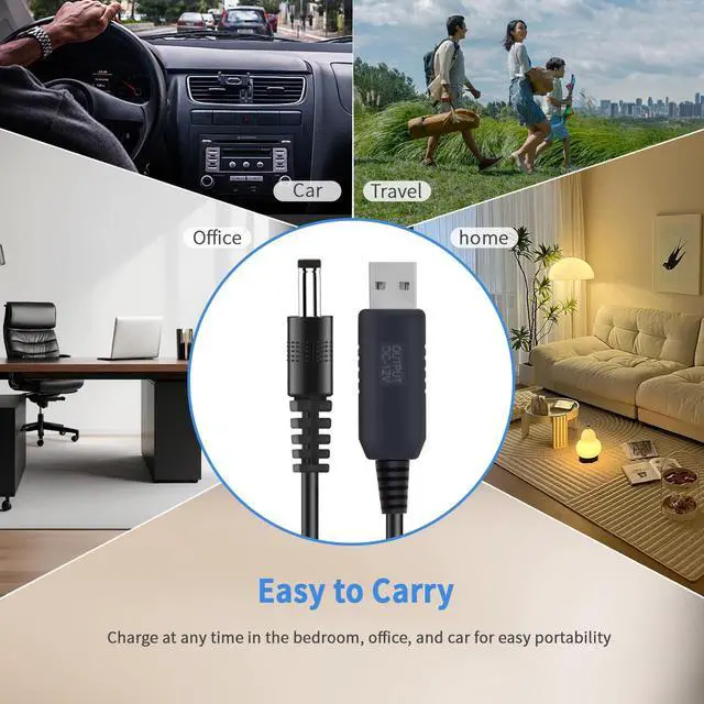Alt view image 4 of 6 - 5V USB to 12V DC Charging Cable,Universal Power Cord for Toys,Watches,Fan,Speaker,Headset,Monitor,Table Lamp,Phones,LED Light Strip Router,DC 5.5 x 2.1mm with 9 Connector 3.3FT