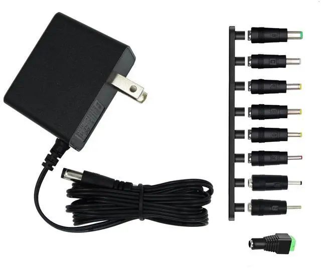 Main image of 5V 1A Power Supply Adapter with Plug 5.5 x 2.1mm,5W AC/DC Charger AC 100V-240V to DC 5V Power Cord with 9 Jacks Plug for USB Hub TV Box Router Camera and More(1 Pack)
