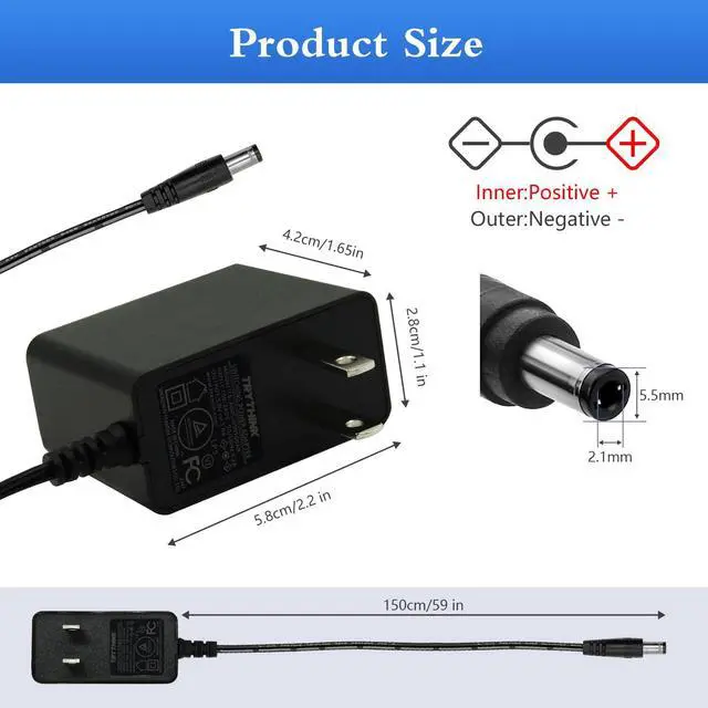 Alt view image 3 of 7 - 5V 1A Power Supply Adapter with Plug 5.5 x 2.1mm,5W AC/DC Charger AC 100V-240V to DC 5V Power Cord with 9 Jacks Plug for USB Hub TV Box Router Camera and More(1 Pack)