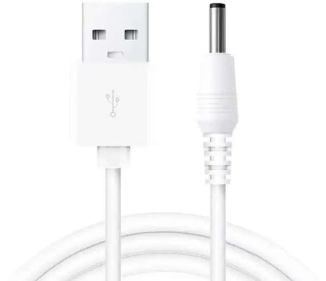 Main image of USB to DC 3.5mm Cable 1.5ft/0.5m, DC 5V Power Cord USB to DC 3.5mm x 1.35mm Barrel Jack Adapter Connector Plug Charging Cable (White)