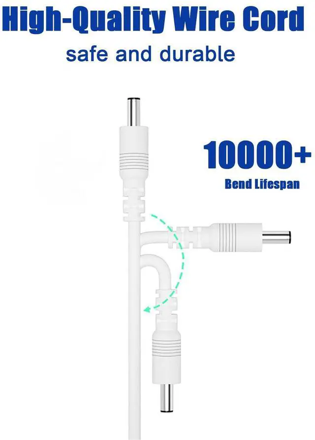 Alt view image 3 of 5 - USB to DC 5V Power Cable with 9 Interchangeable Tips, Universal Charging Cord 5.5x2.1mm Adapter for LED Strip, Moon Lamp, Mini Fan, Bluetooth Speaker, Router, Smart Devices White
