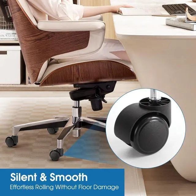 Alt view image 4 of 7 - 2" Office Chair Wheels Heavy Duty Replacement, Mute Rubber Rotating Desk Chair Caster Wheels, Safe for All Floors Including Hardwood, Only Fits 11mm Stem, NOT for 10mm or IKEA Chairs, Set of 5