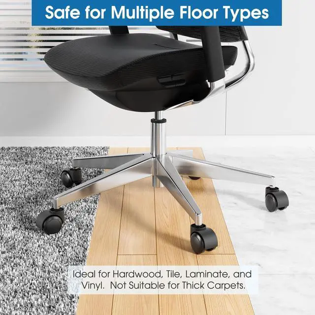 Alt view image 5 of 7 - 2" Office Chair Wheels Heavy Duty Replacement, Mute Rubber Rotating Desk Chair Caster Wheels, Safe for All Floors Including Hardwood, Only Fits 11mm Stem, NOT for 10mm or IKEA Chairs, Set of 5