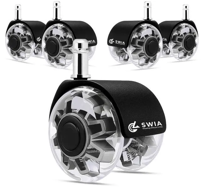 Main image of Premium 2 Inch Office Chair Caster Wheels (Set of 5) - Heavy-Duty, Smooth Rolling, Safe for All Floors, Silent and Durable Replacement for Home and Office Chairs