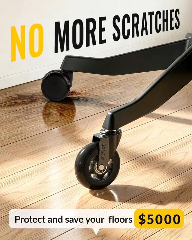 Alt view image 3 of 7 - Office Chair Wheels Roller Blade Caster 11x22mm All Black 3 Inch Chair Wheels for Office Rubber Rolling Set of 5 for Carpet Hardwood Floors Gaming Smooth & Silence Gliding