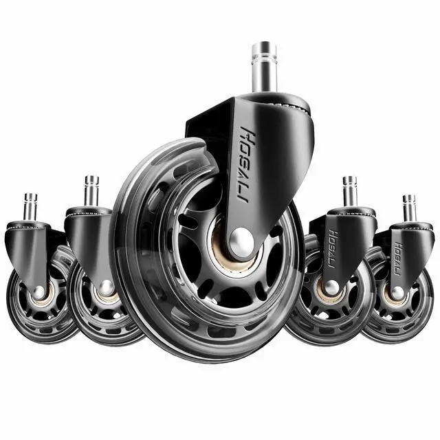 Main image of 3 Inch Office Chair Wheels - Rubber Chair Casters Replacement, Heavy-Duty Computer Gaming Desk Caster Wheel Smooth & Safe Rolling for All Floors Including Hardwood and Carpet, Set of 5