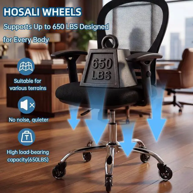 Alt view image 7 of 7 - 3 Inch Office Chair Wheels - Rubber Chair Casters Replacement, Heavy-Duty Computer Gaming Desk Caster Wheel Smooth & Safe Rolling for All Floors Including Hardwood and Carpet, Set of 5