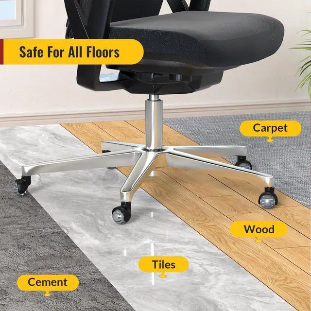 Alt view image 6 of 7 - Office Chair Wheels Replacement 11x22mm Universal Fit 2 Inch Rubber Heavy Duty Casters for Carpet Hardwood Floors Gaming Desk Chair Roller Wheels Set of 5 Grey Smooth & Silent