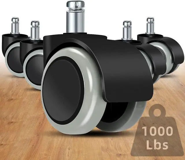 Main image of Office Chair Caster Wheels Replacement(Set of 5) for Hardwood Floors and Carpet- Heavy Duty Caster Support up to 1000bls, Office Rubber Chair Wheels,2 inch,Universal Size (Grey)