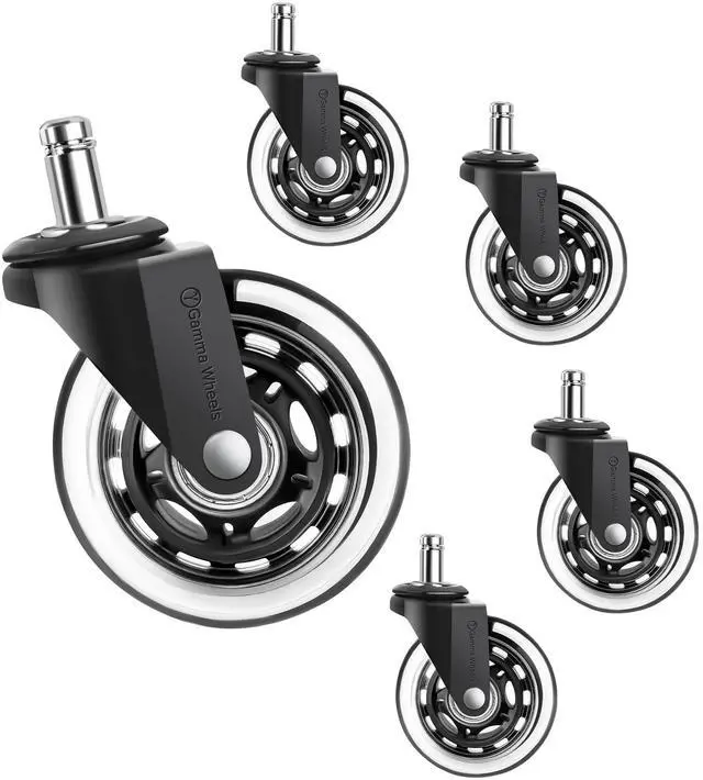 Main image of Premium Office Chair Wheels Black, Pack of 5, 7/16 x 7/8 Inch Heavy Duty Chair Wheels Replacement for Scratch-Free, Smooth & Silent Rolling Suitable for Floors & Carpet