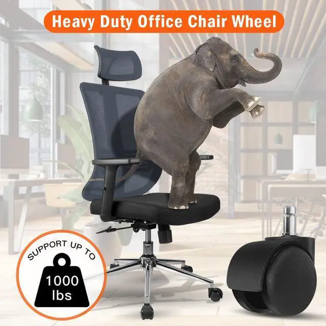 Alt view image 4 of 7 - Office Chair Wheels - 2 Inch Chair Caster Wheel Set of 5, Heavy Duty Chair Wheel Replacement Supports 1000 lbs, No Noise, Suitable for Hardwood Floors and Carpets