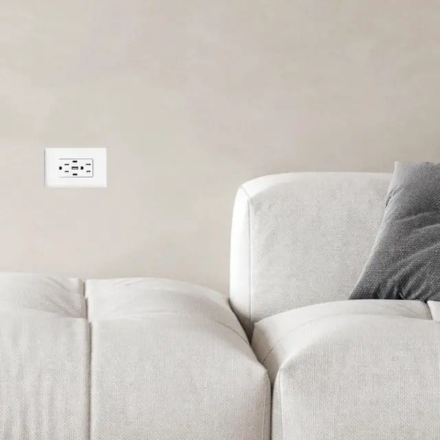 Alt view image 3 of 5 - 6.0A USB Outlet, 3-Port 30W Wall Outlets with 2 Type C & 1 Type A, 15 Amp Receptacle Plug, Tamper Resistant Receptacle, Screwless Wall Plate UC2A1-15A6ASP, ETL Listed, White, 1 Pack
